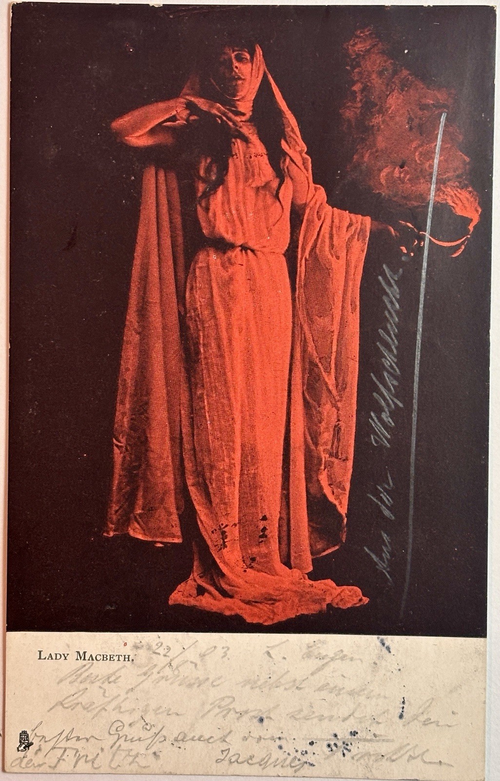ANTIQUE MACBETH POSTCARD 1909 Death Witches Madness #403 Rare Collectible