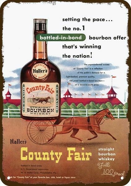 1951 HALLER\'S COUNTY FAIR Bourbon Vintage Look * DECORATIVE REPLICA METAL SIGN * 1951 HALLER\'S COUNTY FAIR Bourbon Vintage Look * DECORATIVE REPLICA METAL SIGN *