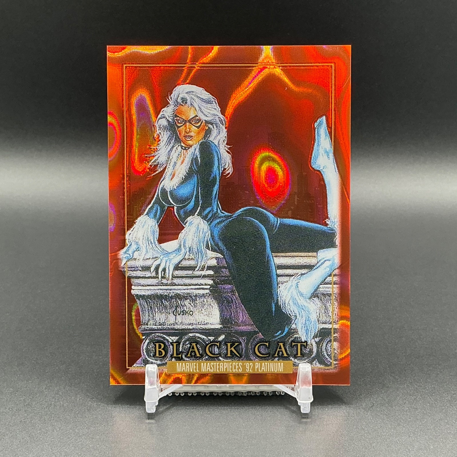 Black Cat 2024 Upper Deck Marvel Masterpieces 92 Platinum #5 Orange Lava /25