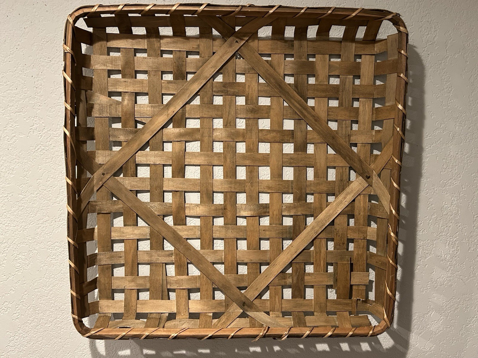 Vintage Large Rustic Square Tobacco Basket 27