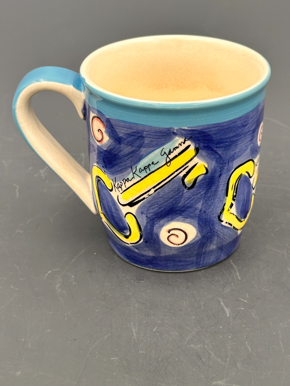 Vintage Kappa Kappa Gamma Ceramic Coffee Mug Sorority Gold Key Alexandra & Co