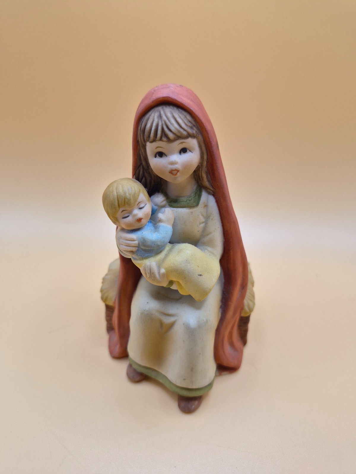 Vintage Enesco Mary Holding Baby Jesus Ceramic Figurine Madonna Child E-2829