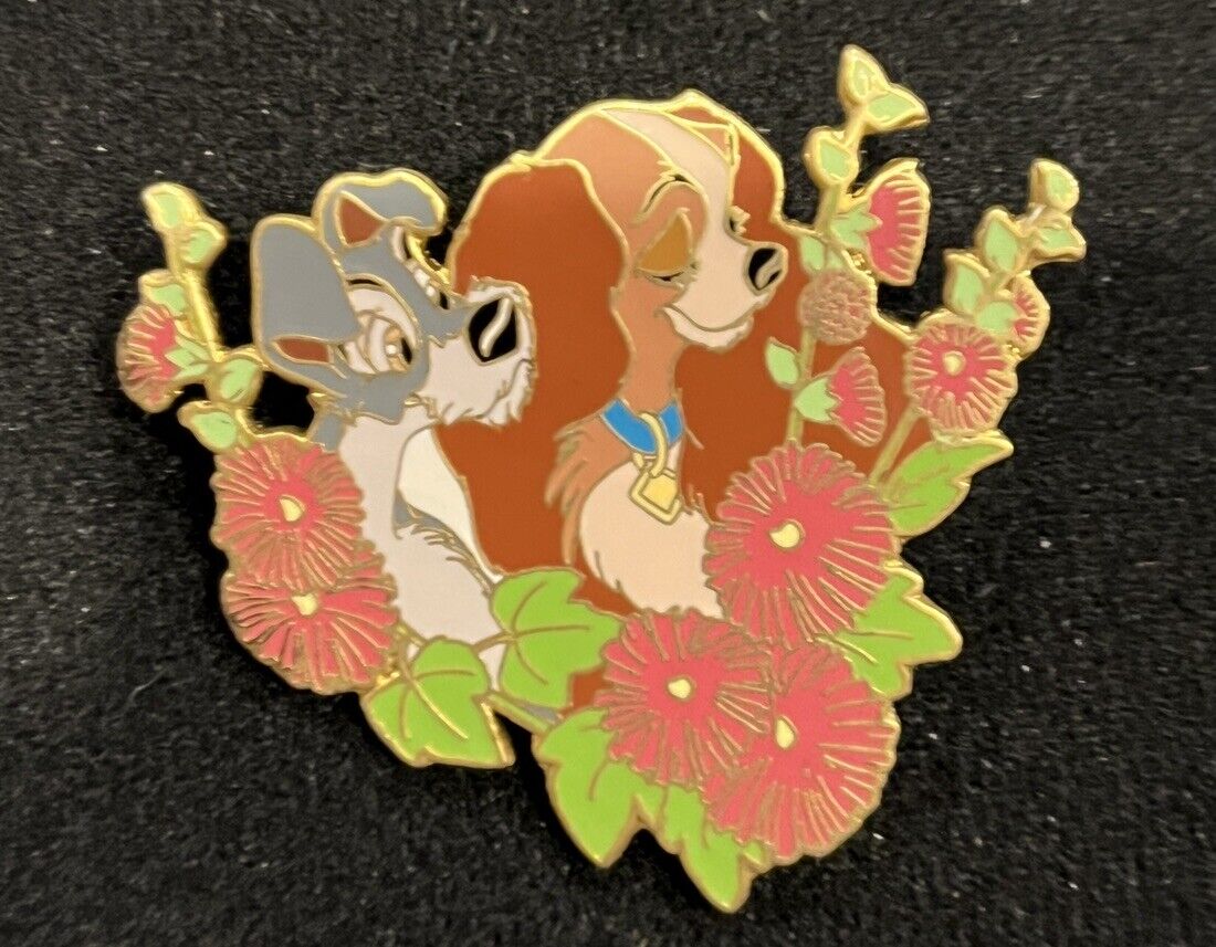 Disney Pin Lot AUCTIONS (P.I.N.S.) Dogs LADY AND TRAMP IN FLOWERS PIN LE 500