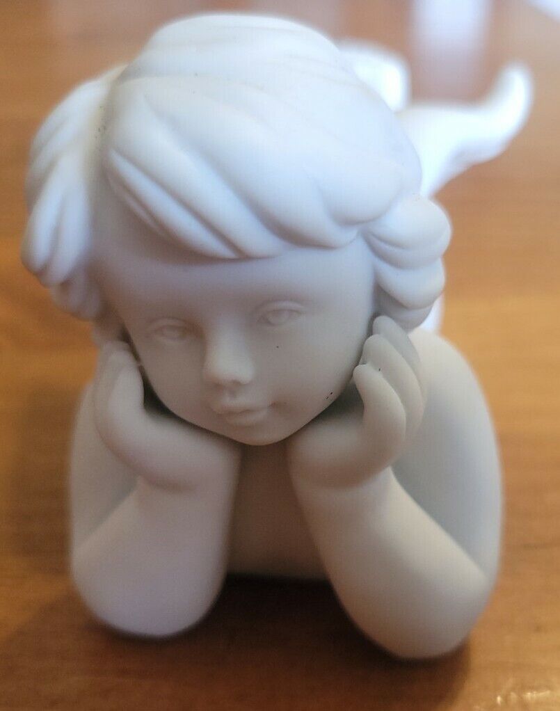 Rosenthal Studio Haus White Bisque Porcelain Figurine Angel Cherub Chin In Hands