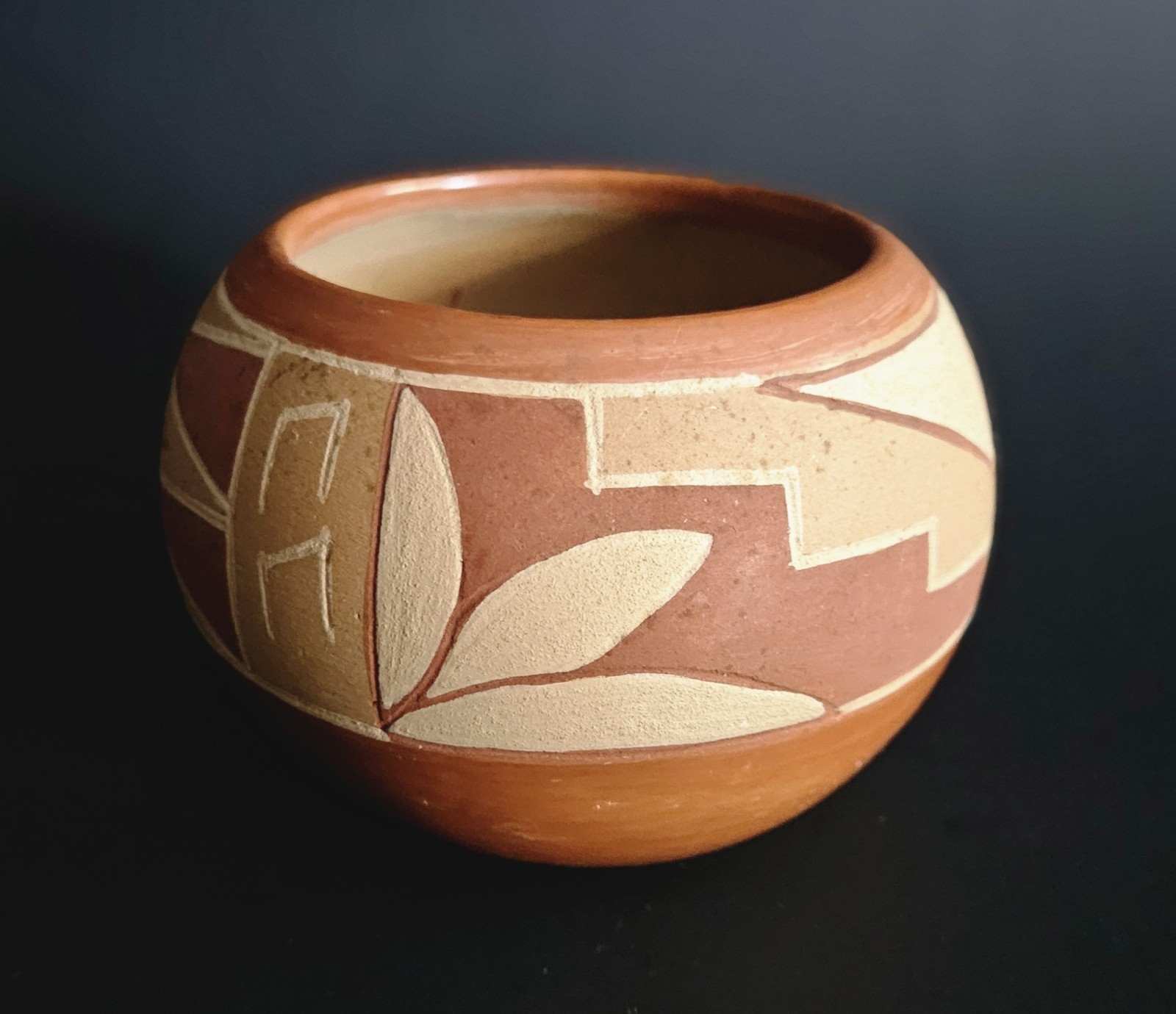 Vtg San Juan Pueblo Pottery Bowl Rosita Cata Signed Native American Redware 