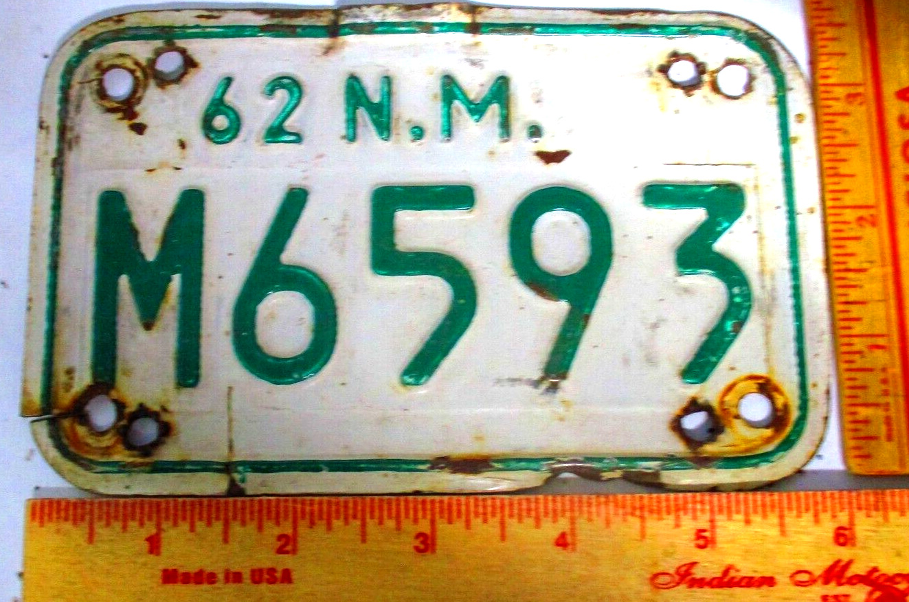 1962 New Mexico motorcycle license plate old biker garage collectible NM MC tag