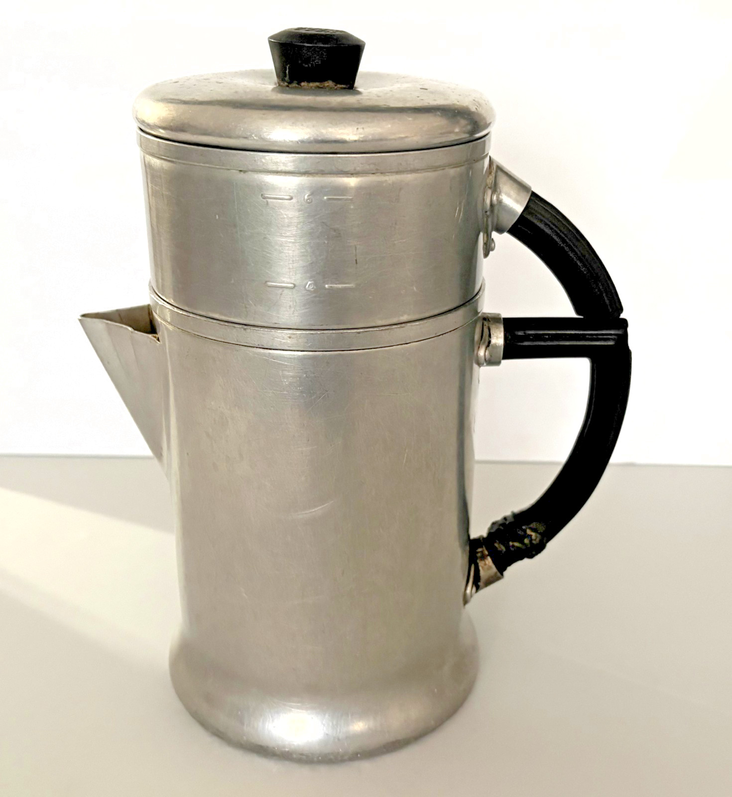 Vintage Wear-Ever Drip Coffee Pot No. 966 Art Deco  Aluminum w Bakelite Handles