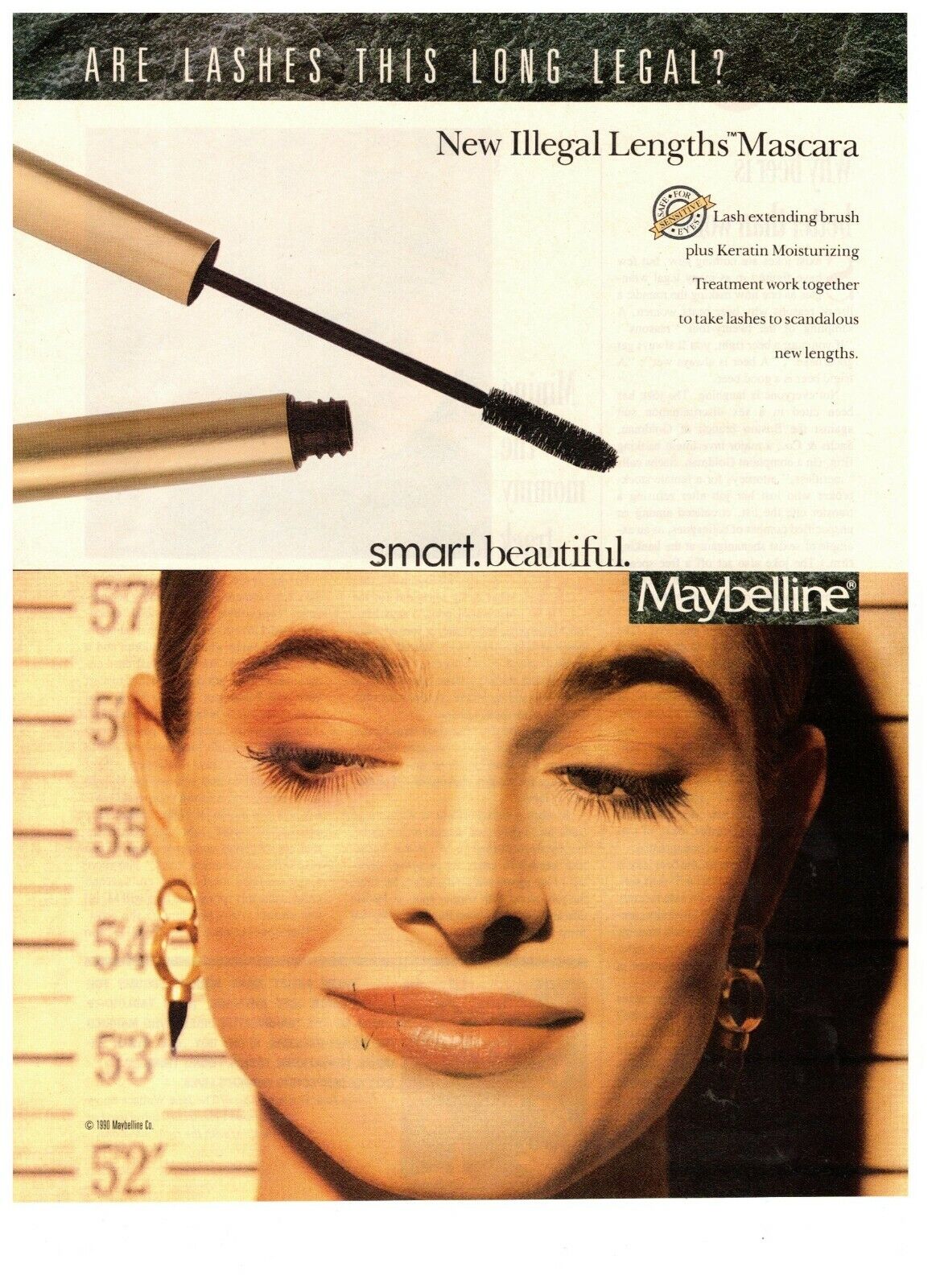 Maybelline Smart Beautiful Illegal Lengths Vintage 1988 Print Advertisement