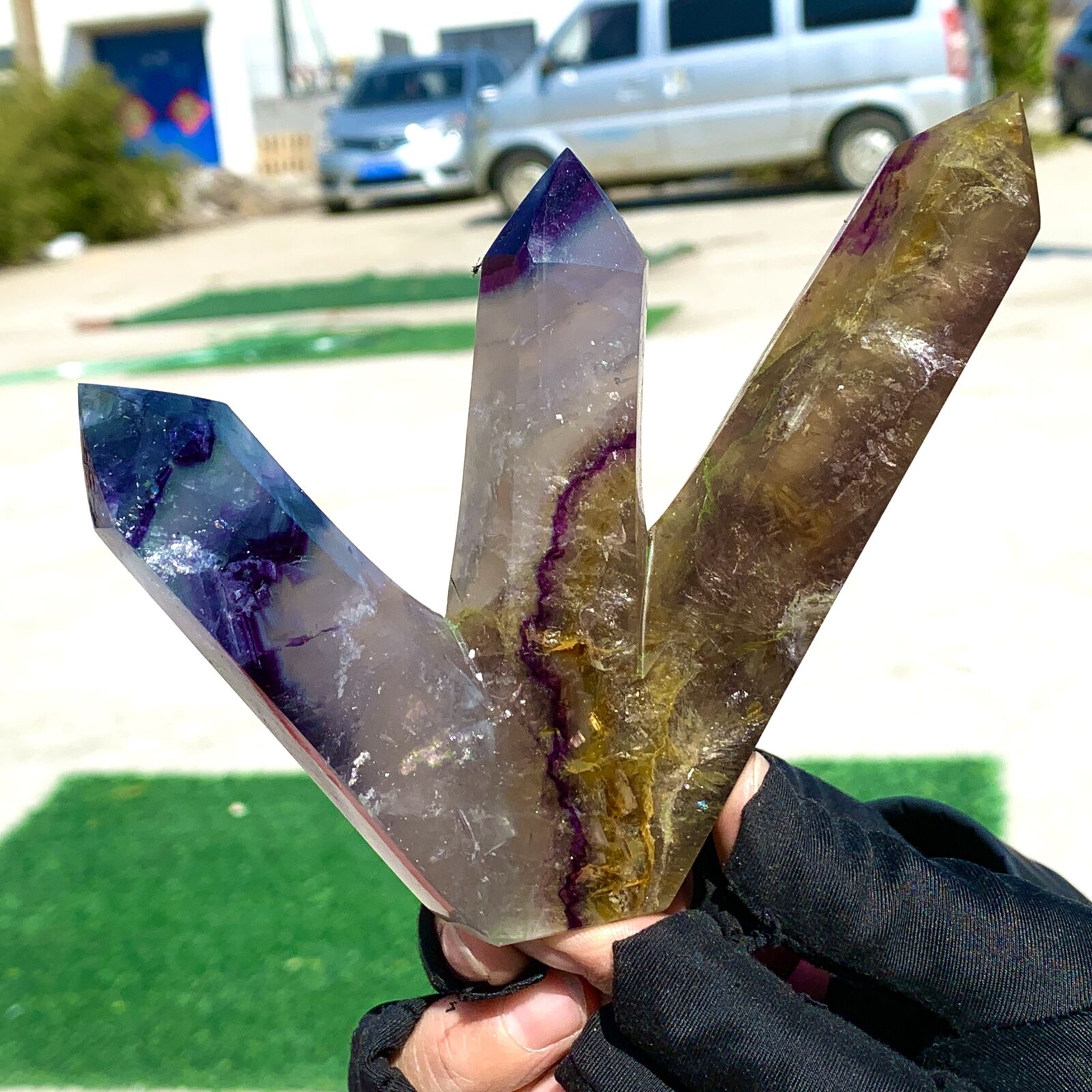 493G Natural colour Fluorite Crystal obelisk crystal wand healing