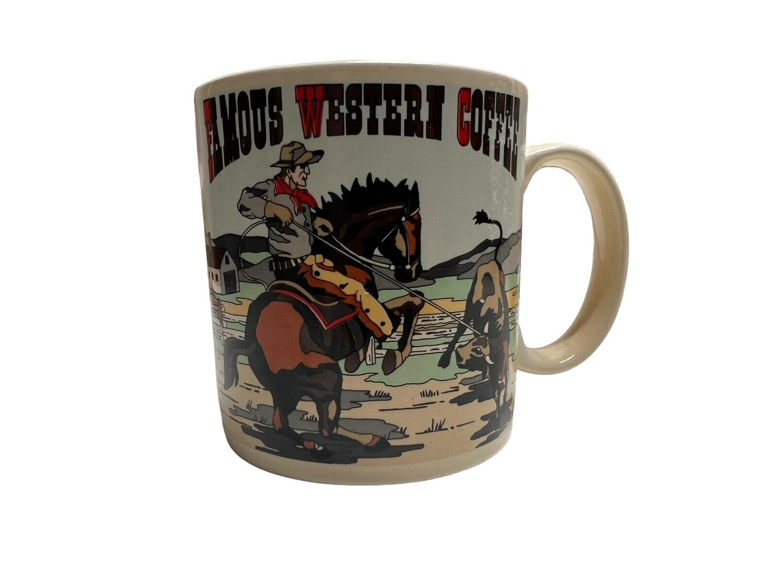 Vtg Russ Berrie & Co Famous WESTERN COWBOY COFFEE Mug Cup