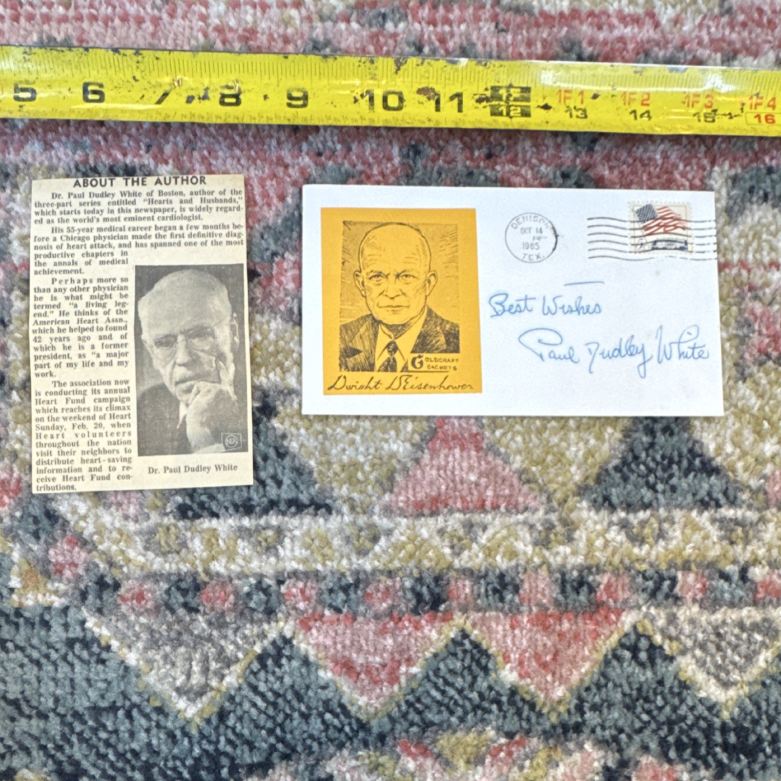 Paul Dudley White Signed Dwight D. Eisenhower Cachet Cover Oct 14 1965