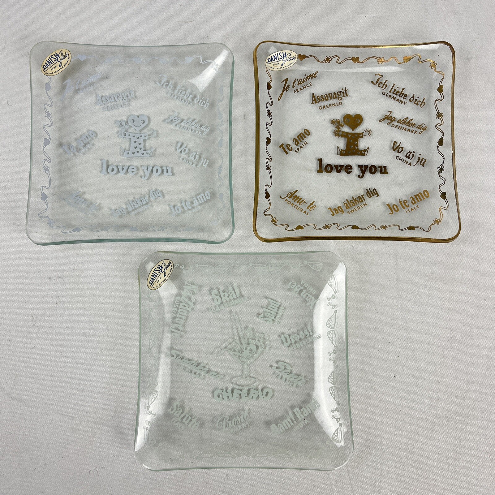 Svend Jensen of Denmark Danish Glass 3 Small Square Trinket Dishes Vintage Svend Jensen of Denmark Danish Glass 3 Small Square Trinket Dishes Vintage