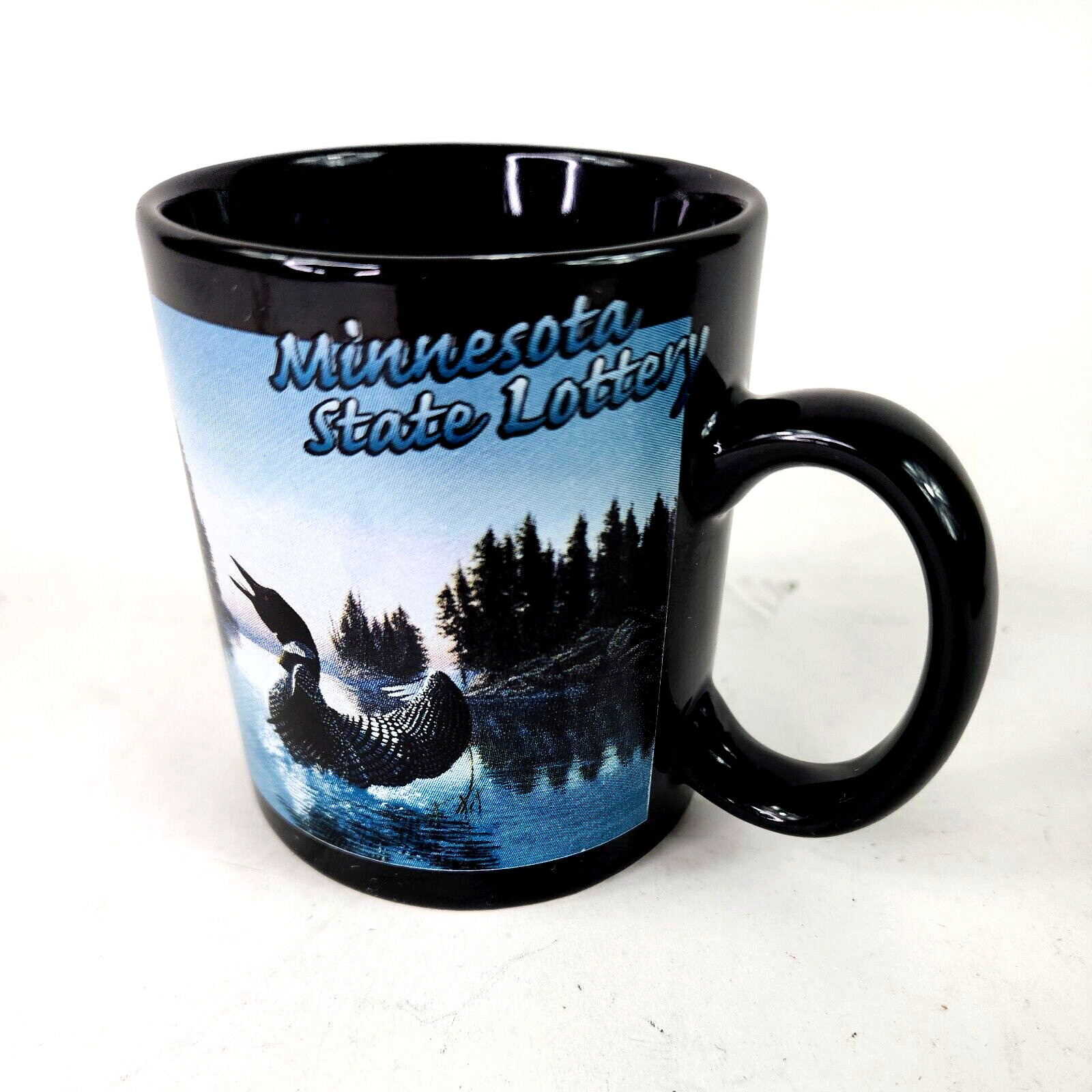 Minnesota State Lottery Coffee Mug Hollering Loon Ceramic Black Derek 1997