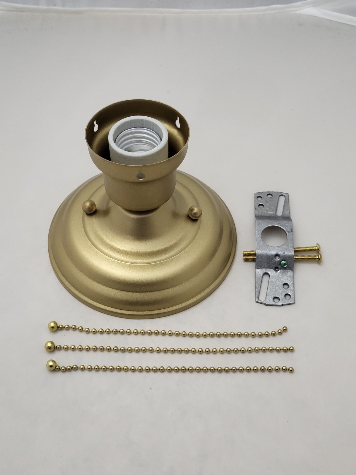 LOOK NEW GOLD 3-CHAIN FIXTURE - VINTAGE ART DECO SHADE Three Chain LOOK NEW GOLD 3-CHAIN FIXTURE - VINTAGE ART DECO SHADE Three Chain