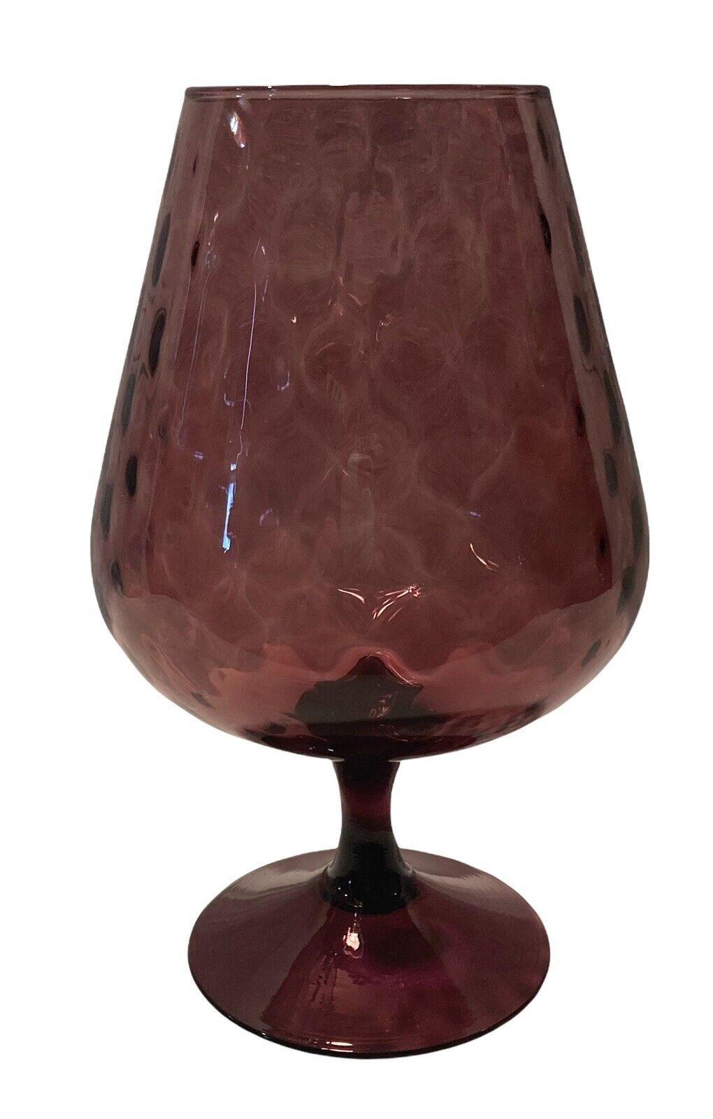 VTG Italy Empoli Purple Amethyst Optic Brandy Snifter Art Glass Candy Dish Vase