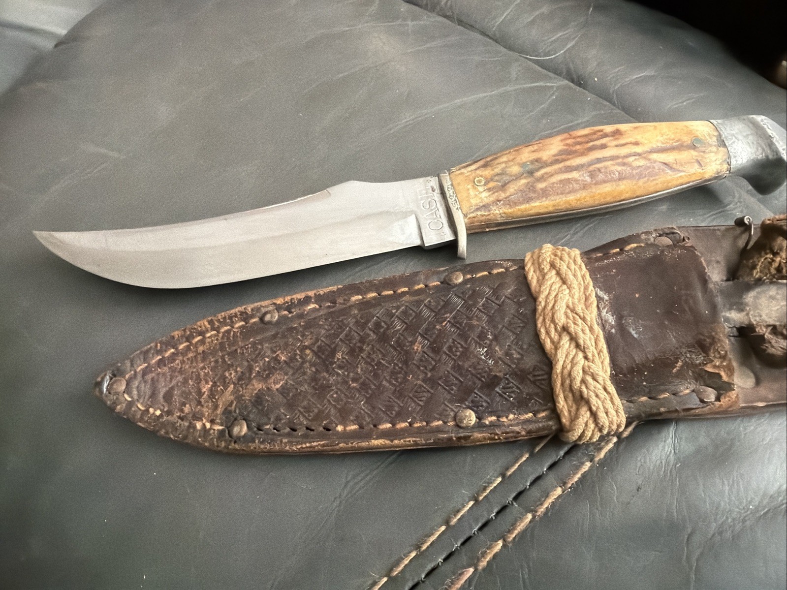 💯 1940's - 1964 CASE XX FULL BLADE, BEAUTIFUL RARE MATCHING STAG W/SHEATH KNIFE