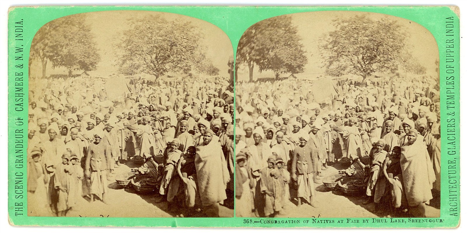 INDIA STEREOVIEW - Srinagar - Natives at a Fair - Anthony 1860s GREEN MOUNT