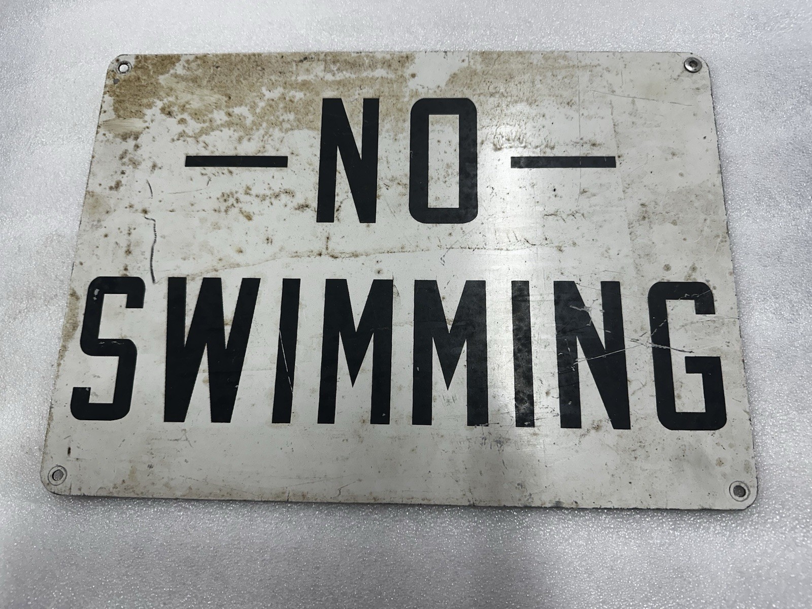 Vintage No Swimming sign Thick Aluminum Street Sign Retired County Sign 14x10
