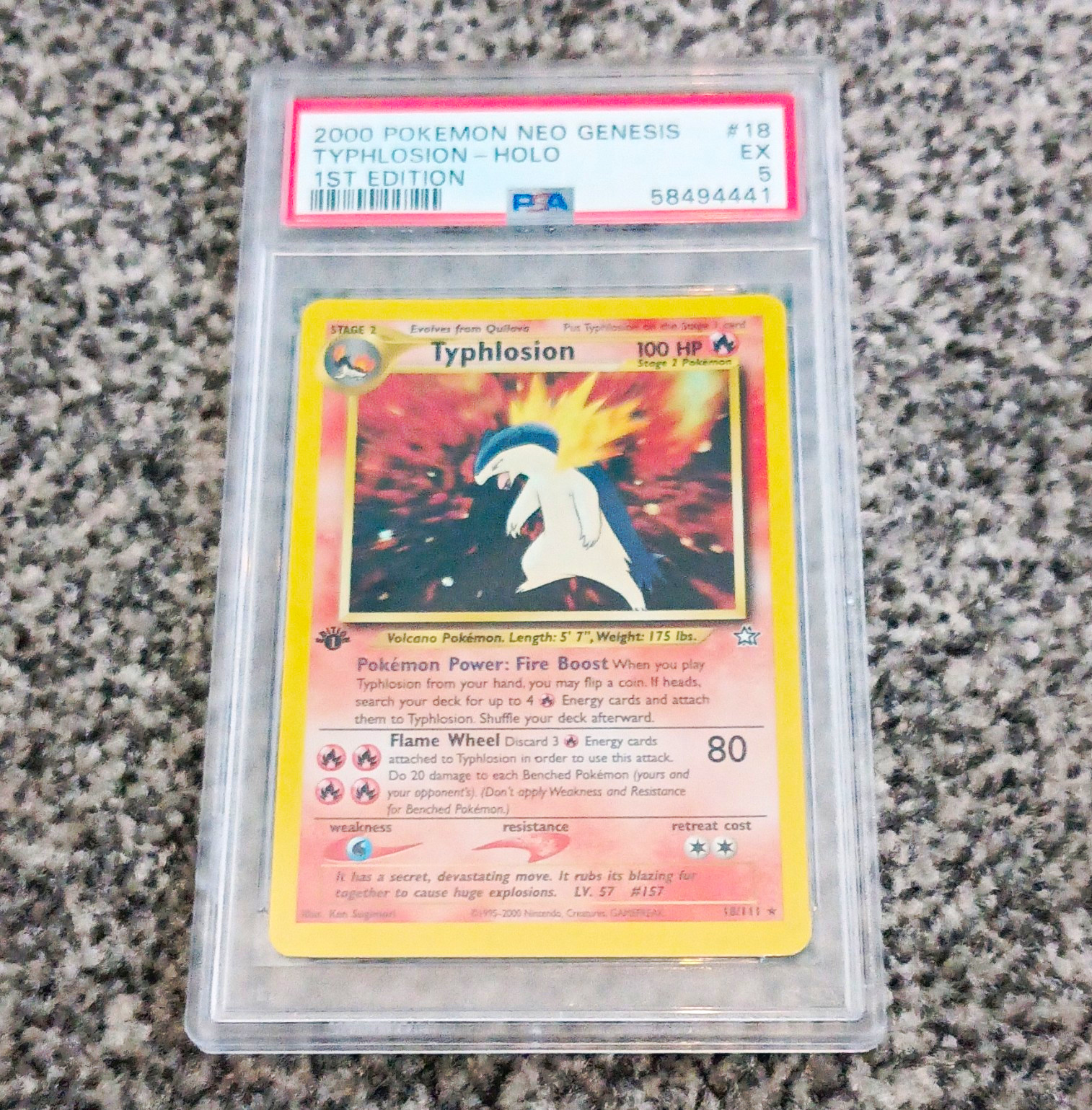 WOTC 2000 Pokemon Neo Genesis Typhlosion Holo 1st Edition 18/111 PSA 5 Pokemon