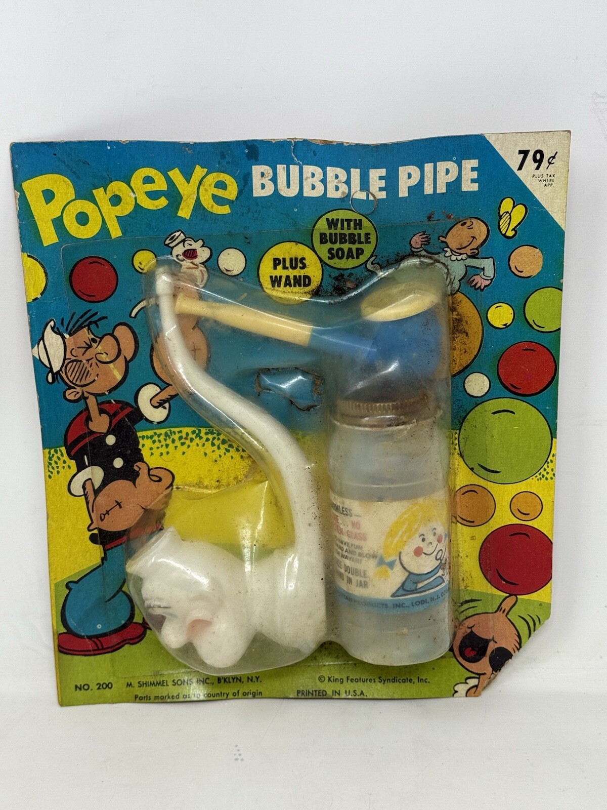 Vintage POPEYE Bubble Pipe Plus Wand 1984 in original complete packing
