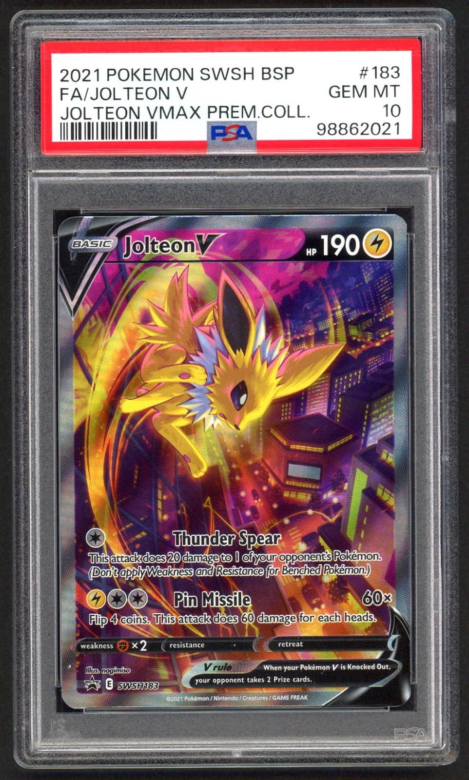 Pokemon Card PSA 10 Jolteon V Swsh183 Vmax Premium Collection GEM MT