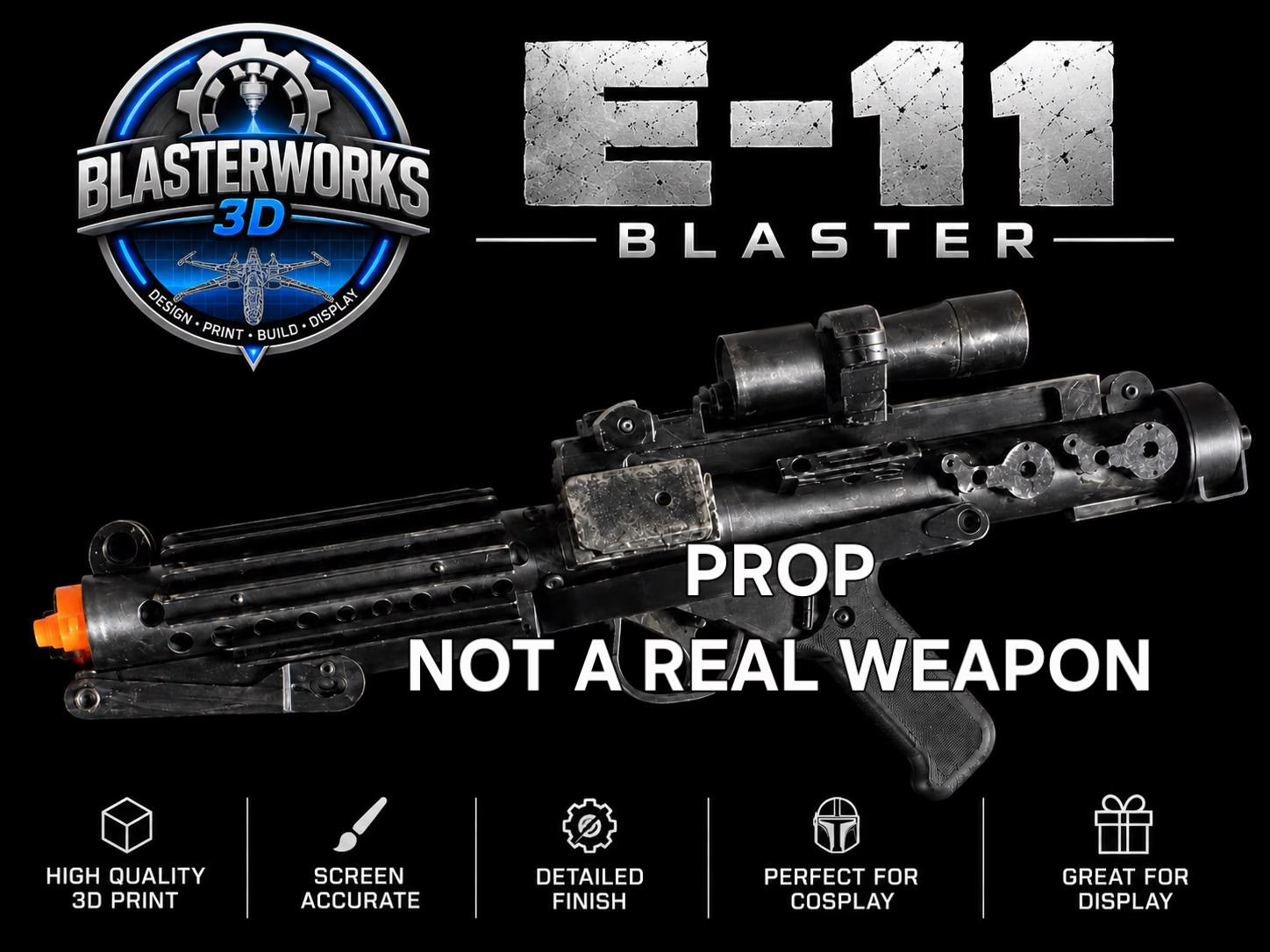 Star Wars Imperial Stormtrooper E-11 Blaster 3D/Painted/Weathered