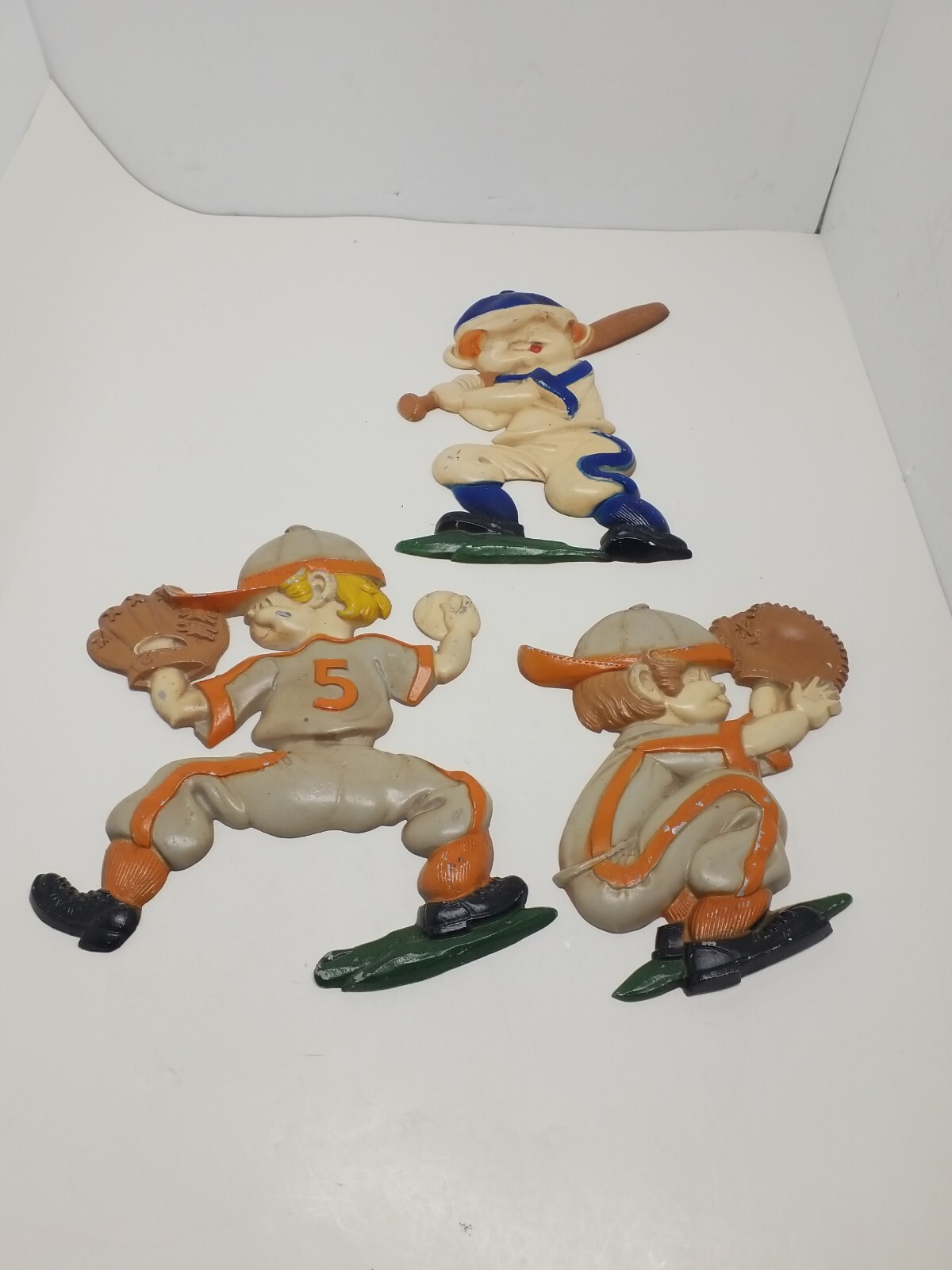 Vintage (Set of 3) Sexton Metal Wall Hangings -- Boys Playing Baseball