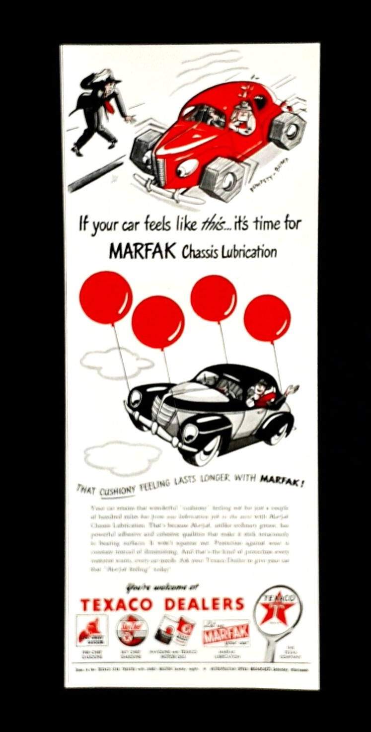 Texaco Dealers ad vintage 1946 original Marfak car care advertisement