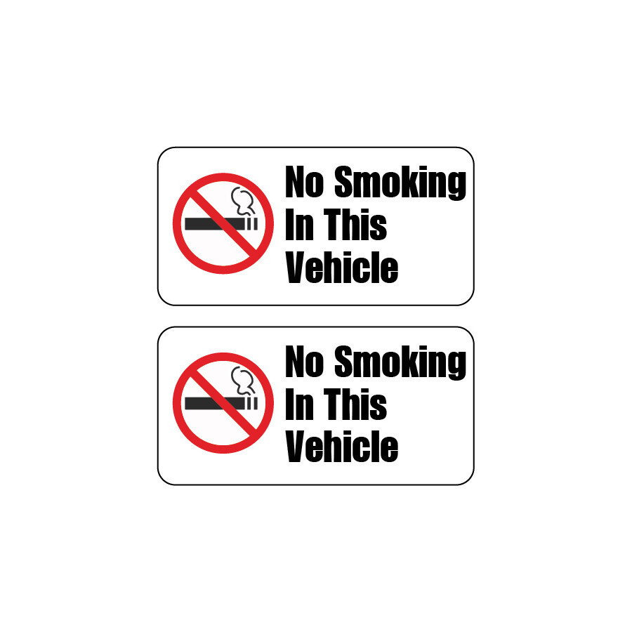 2 Pack NO SMOKING IN THIS VEHICLE Car Window Bumper Warning Vinyl Sticker Decals