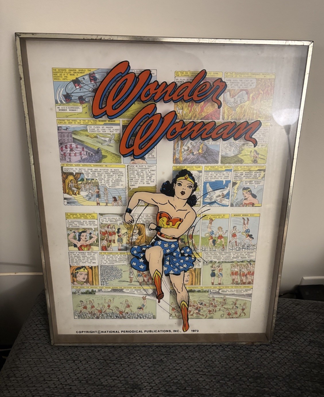 VINTAGE WONDER WOMAN COMIC STRIP CARTOON SHADOW BOX 1973