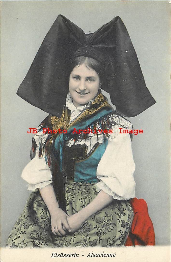 Native Ethnic Culture Costume, Smiling Woman from Elsasserin Alsacienne