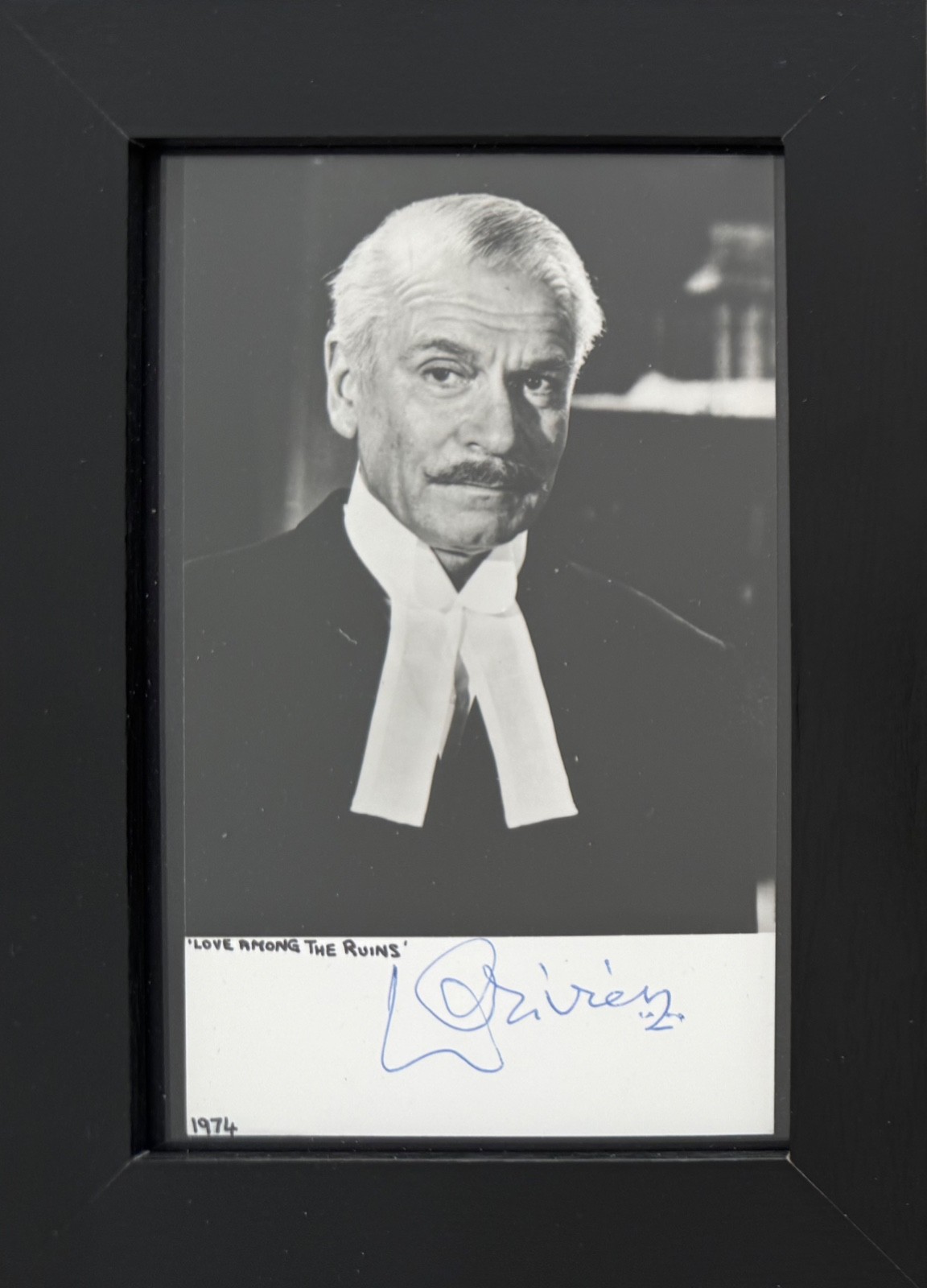 Laurence Olivier, Famous British Actor Hand Signed Framed 15cm, 10cm Photo & COA