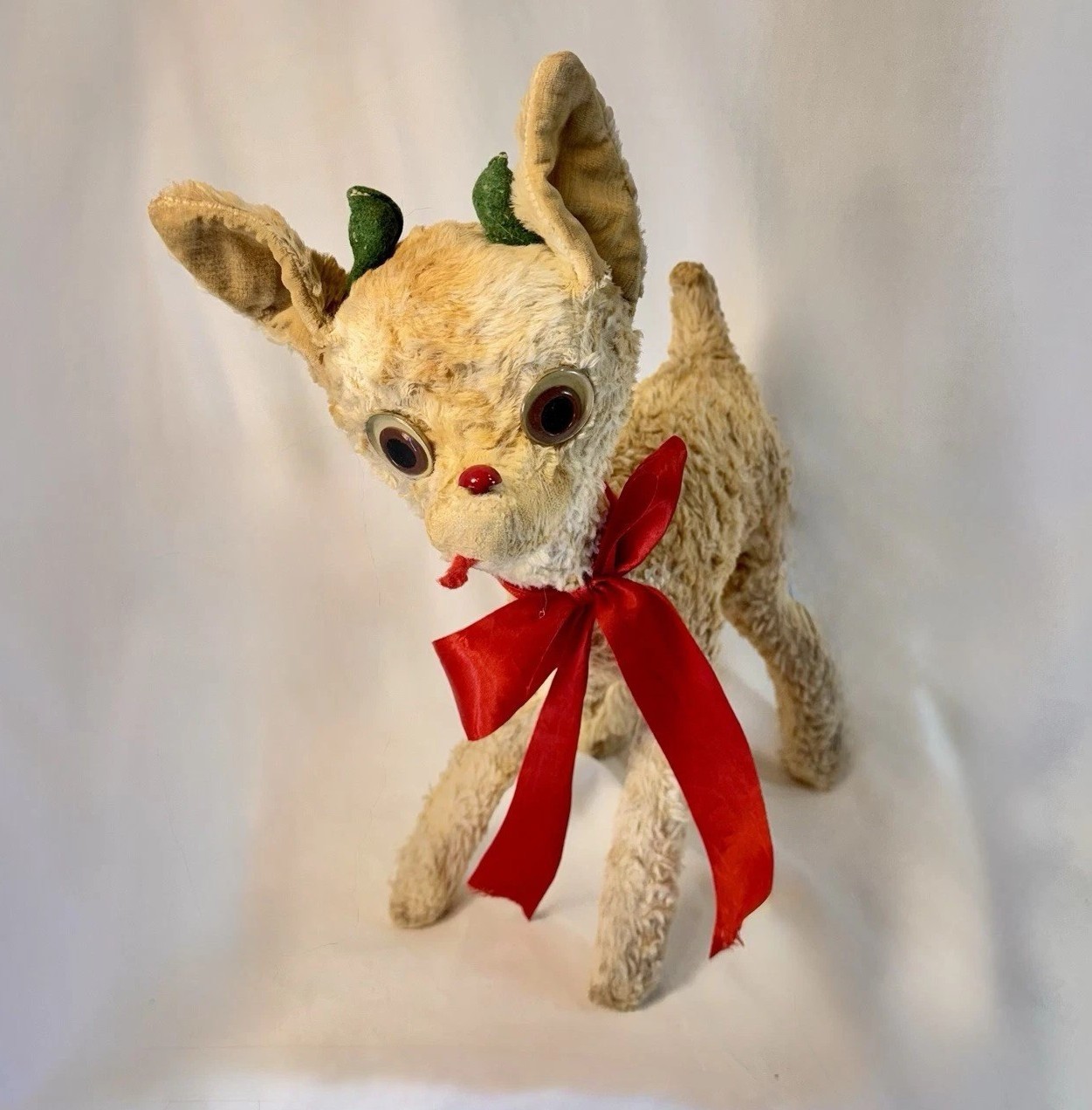 1939 RLM Vintage Montgomery Ward Rudolph Red Nosed Reindeer Mohair Plush 15 inch