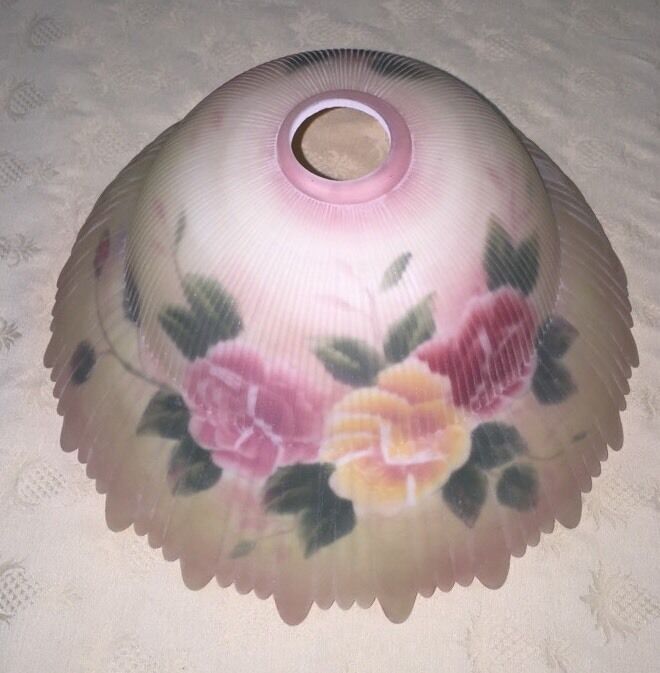 Vintage Floral Glass Lamp Shade 13.5 Inch Bow