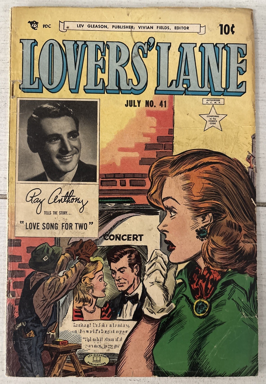 Lovers\' Lane #41 (Lev Gleason 1954) VG/VG- Everett Kinstler Cover Final Issue