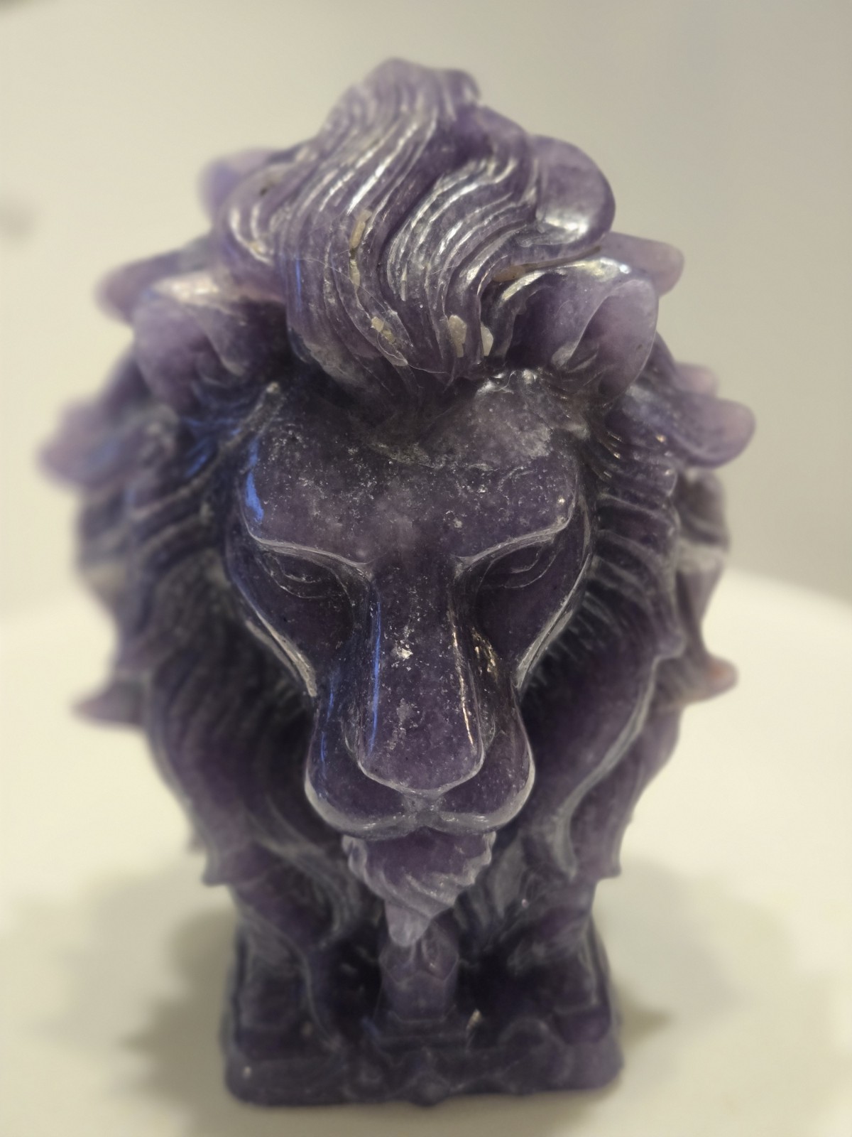 NEW Lilac Jade Carved Lion Head  Crystal Carving ~Beautiful~