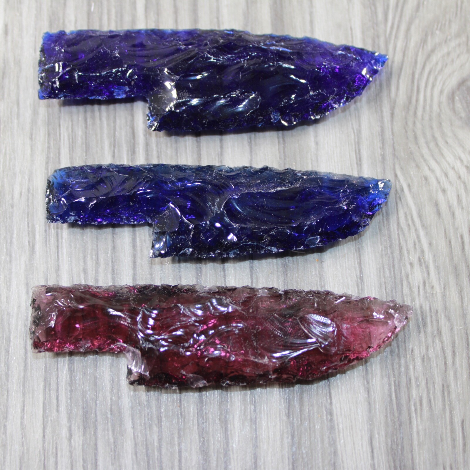 3 Small Glass Ornamental Knife Blades  #3947