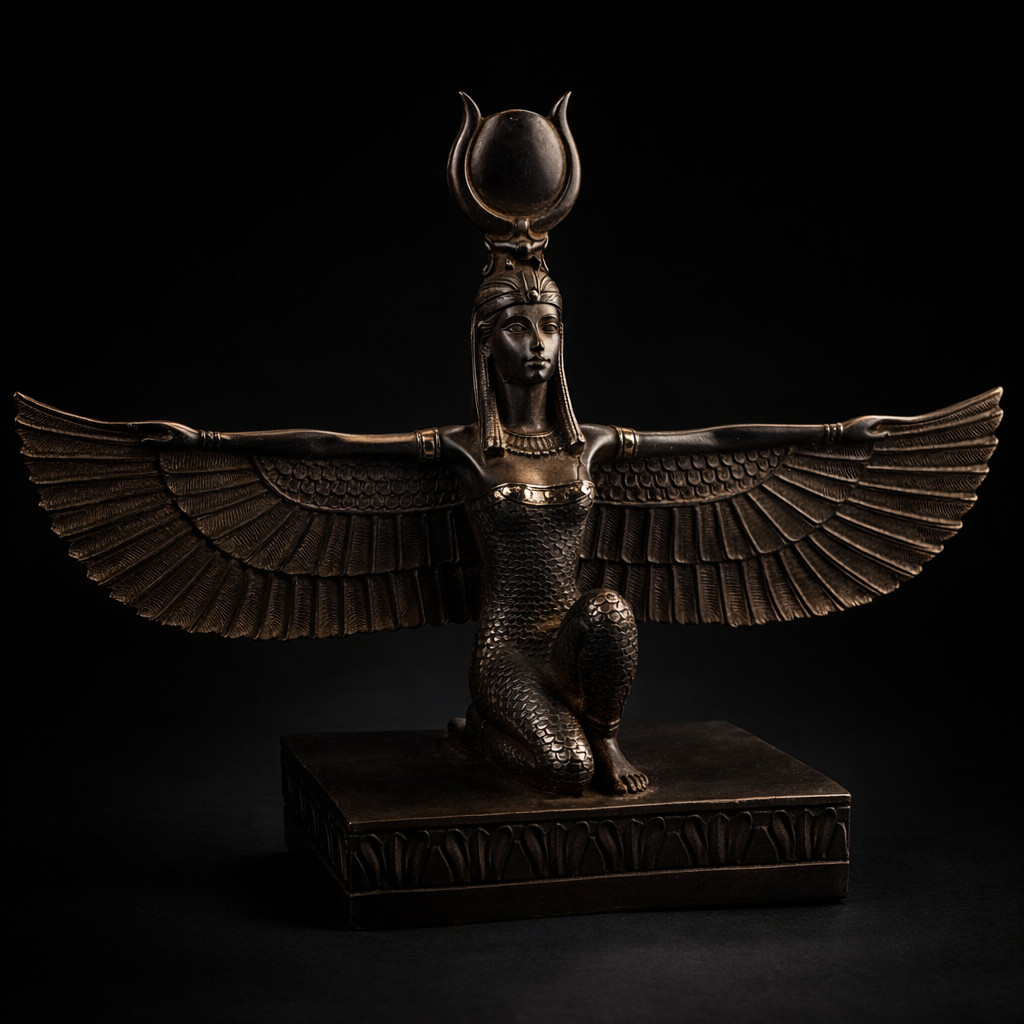 Rare Ancient Egyptian Antiquities Statue Stone Winged Isis Goddess of Love