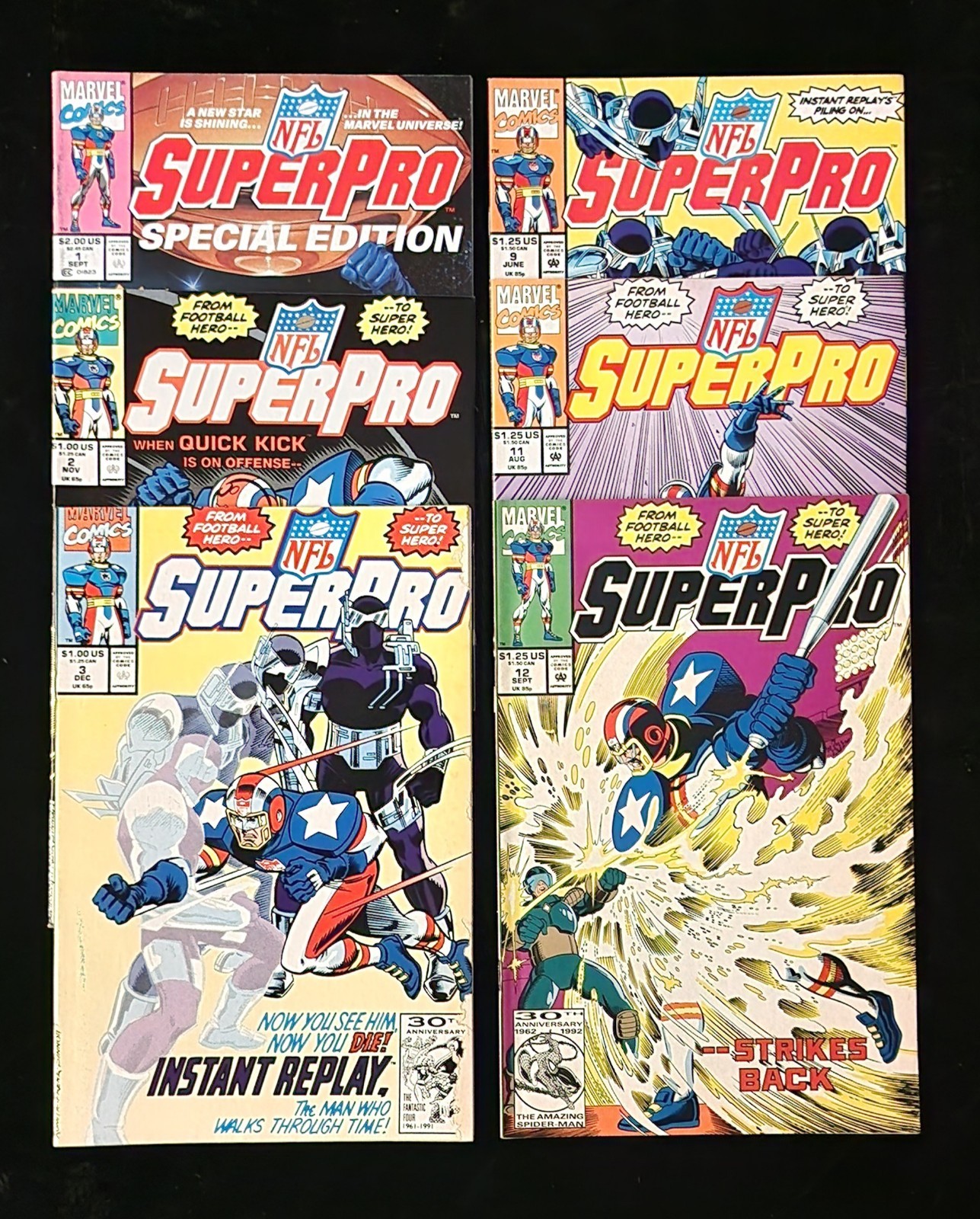 NFL SuperPro #2, 3, 9, 11, 12 plus Special Edition #1/ Lot of 6 - Marvel, 1992