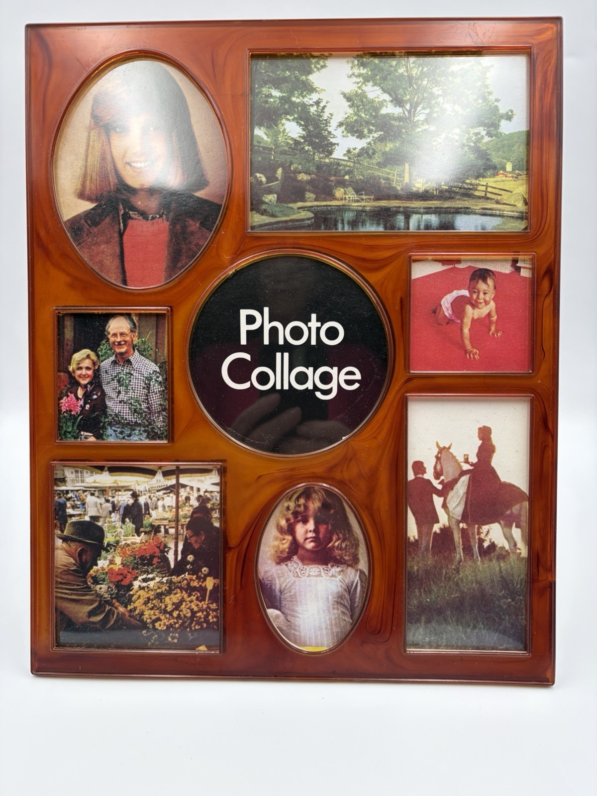 Vintage 1970s J.S.N.Y. Faux Tortoise Shell Multi-Photo Collage Frame