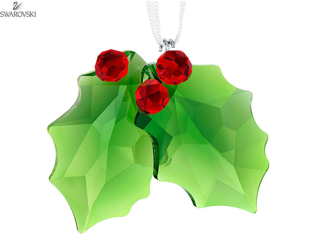New In Box 100% Authentic Swarovski Holly Leaf Green Crystal Ornament #5286155