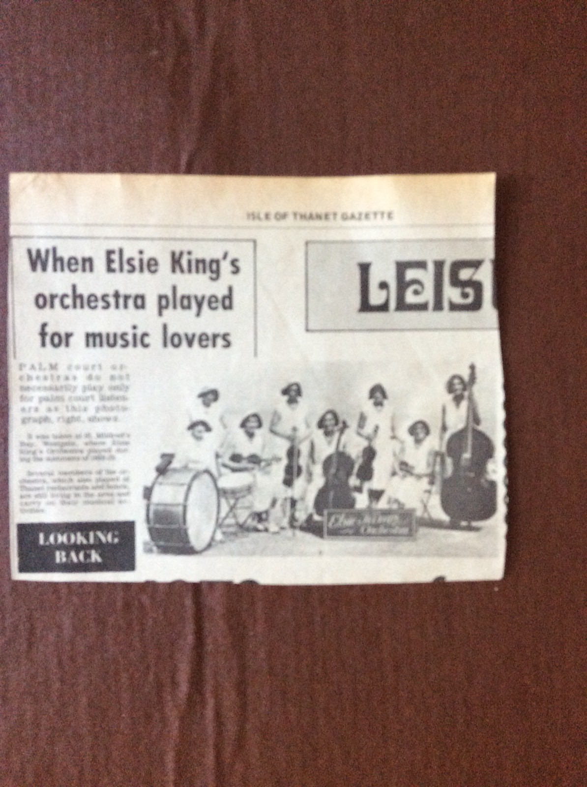 L1a Ephemera Article Palm Court Orchestra Westgate 1928 Reprint