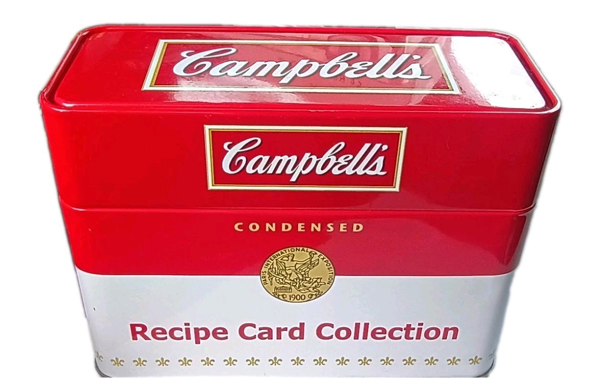 Campbell's Condensed Recipe Card Collection And Tin Holder Super Nice Condition