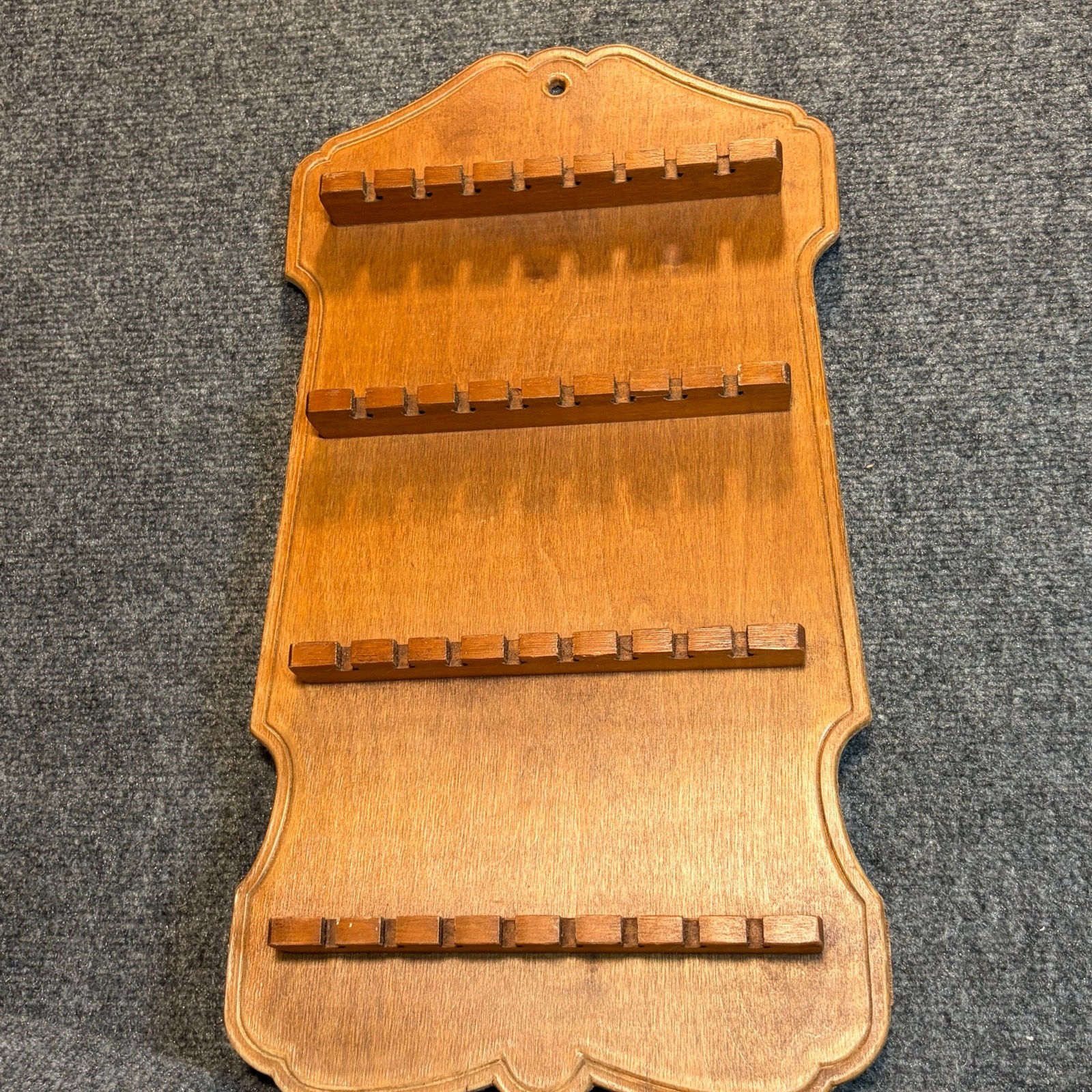 Vintage Wooden Collector Spoon Wall Display Rack Holder 32 slot 19.5 x 10.5