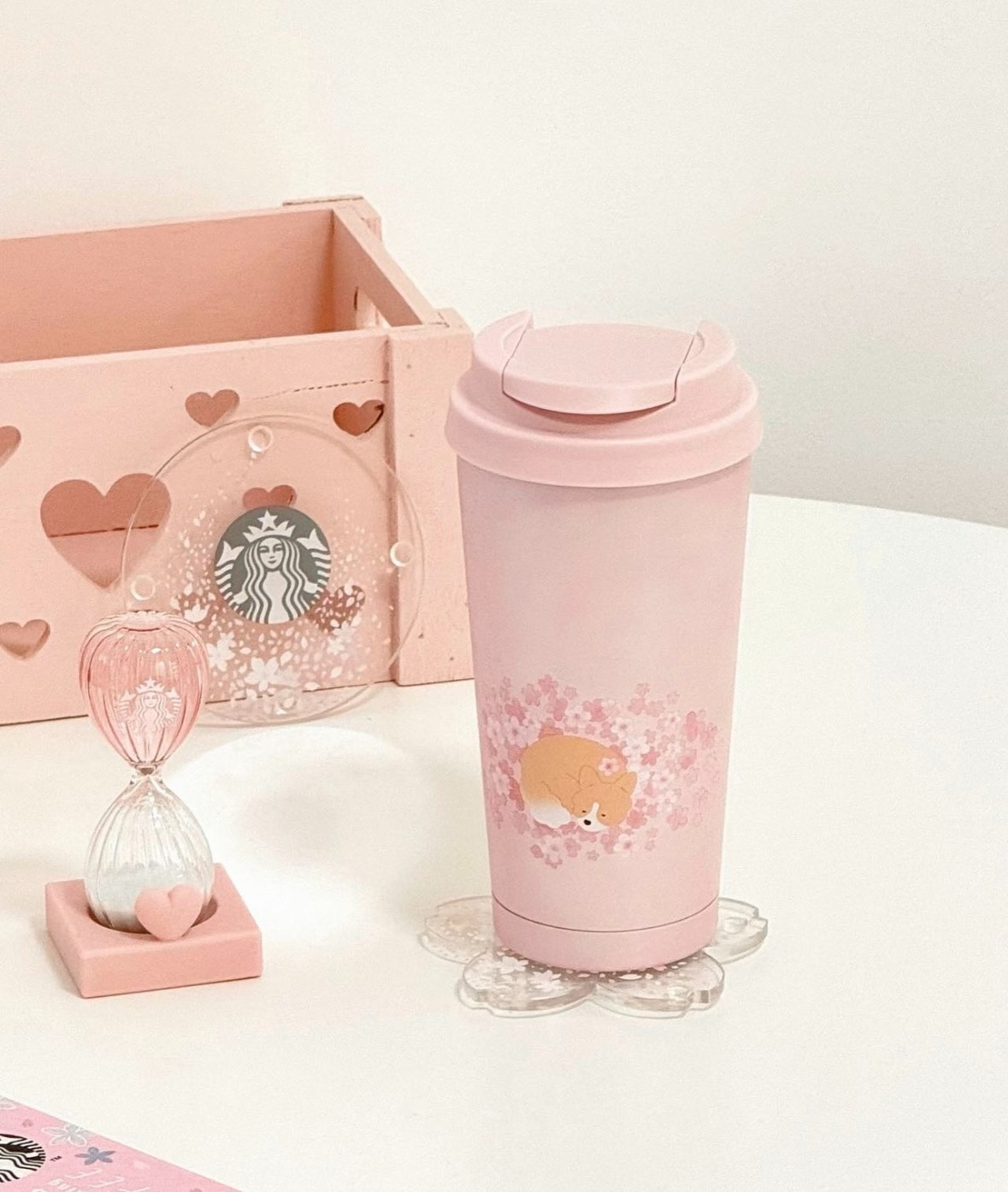Starbucks Taiwan Cherry blossom season 2026 elms ss tumbler- corgi 16oz