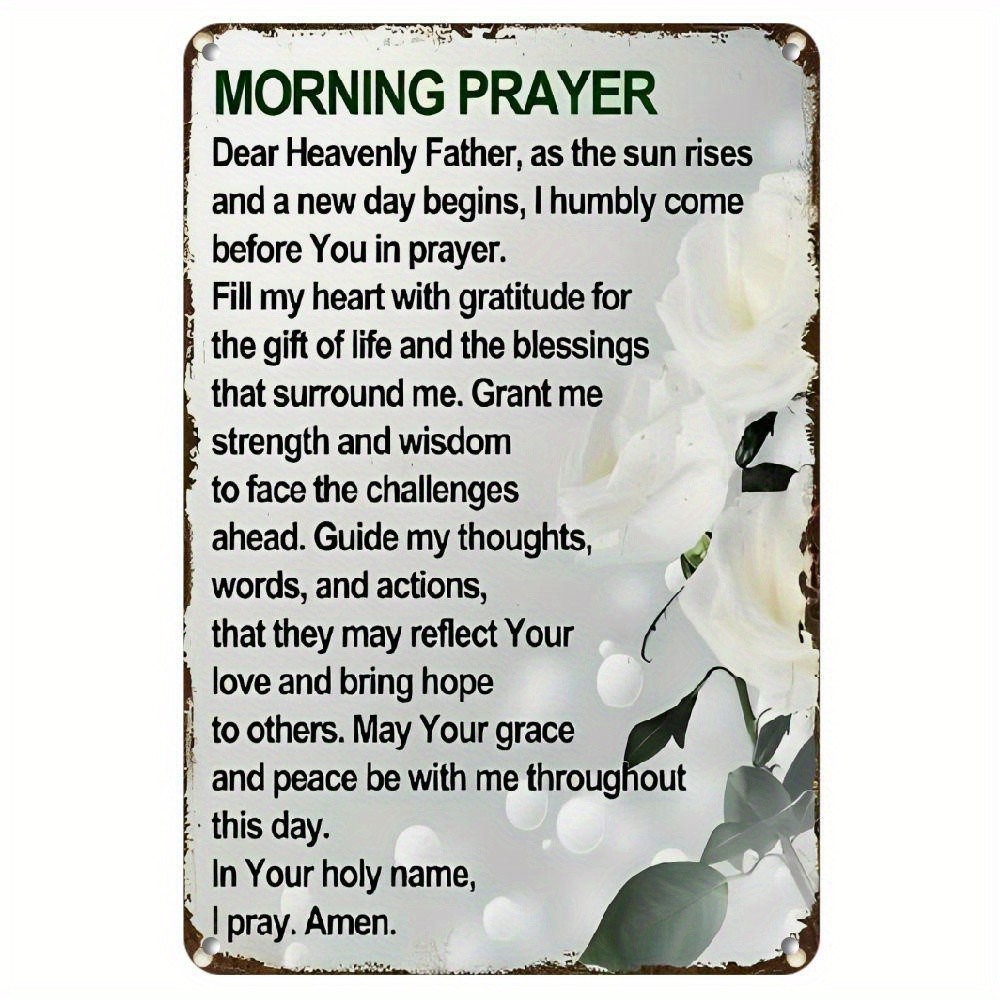 Morning Prayer Inspirational Quote Aluminum Sign Tin Metal Signs 8x12 Inch - Pre