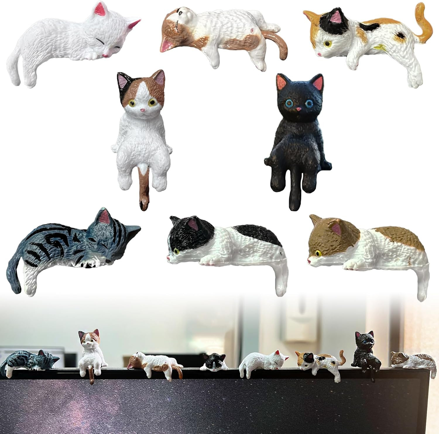 8 Pcs Mini Cat Figurines,Tiny Desk Cats for Computer Monitor, Shelves,Car Dashbo 8 Pcs Mini Cat Figurines,Tiny Desk Cats for Computer Monitor, Shelves,Car Dashbo