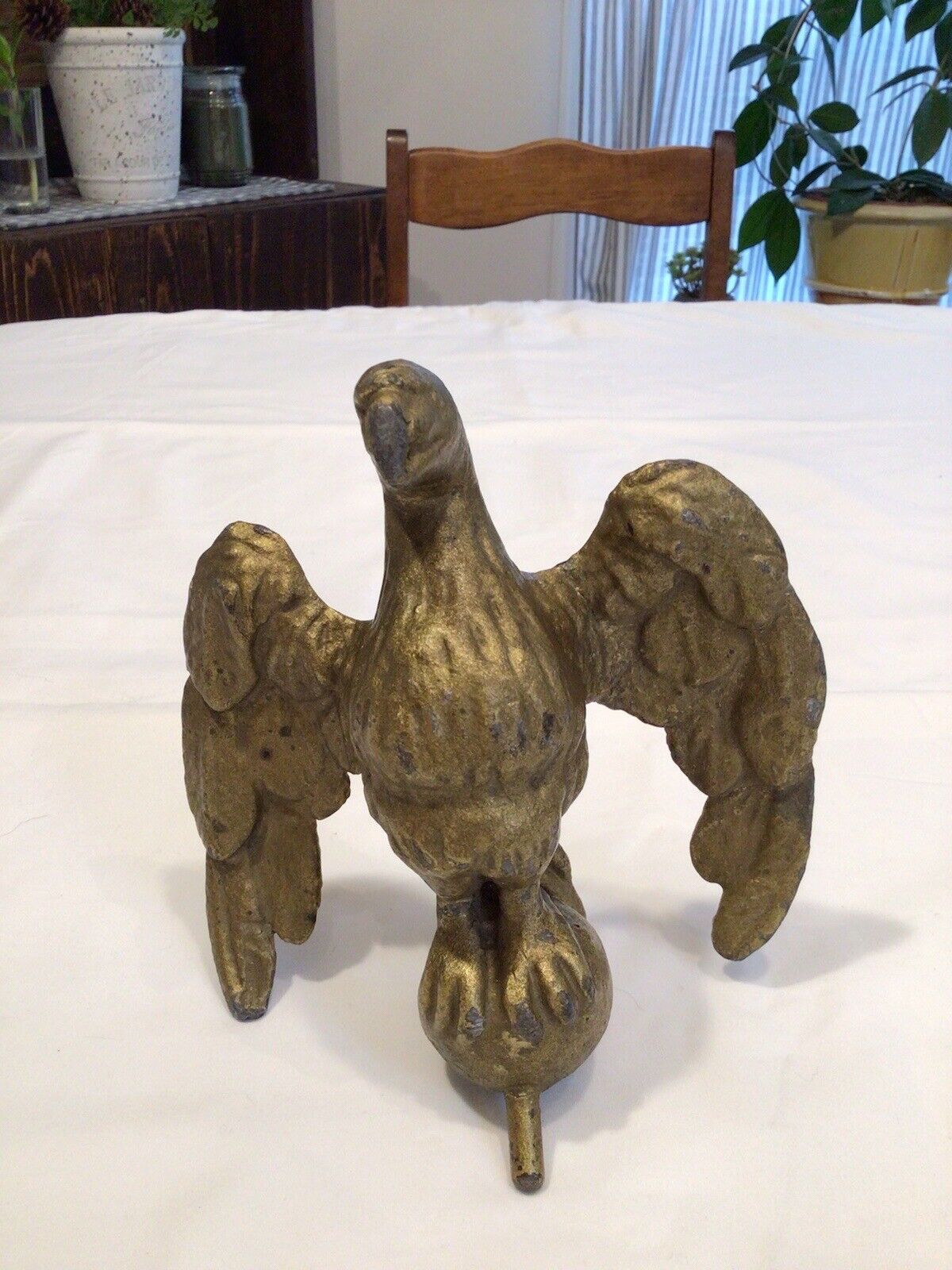 Antique Pilot House Cast Iron Gold Painted Eagle
