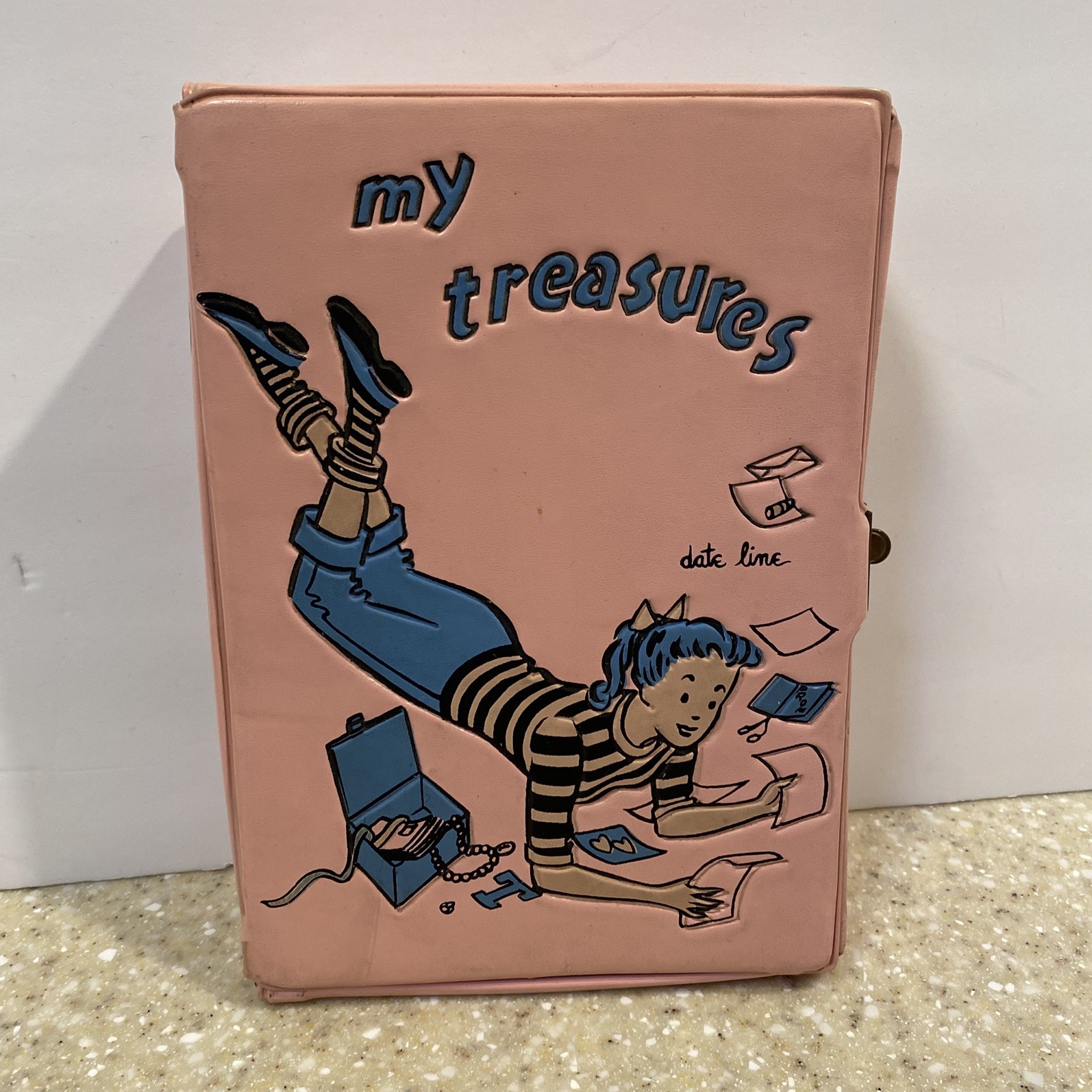 Vintage MCM 1950s Pink Treasures Retro Veronica Vinyl Trinket Case Box
