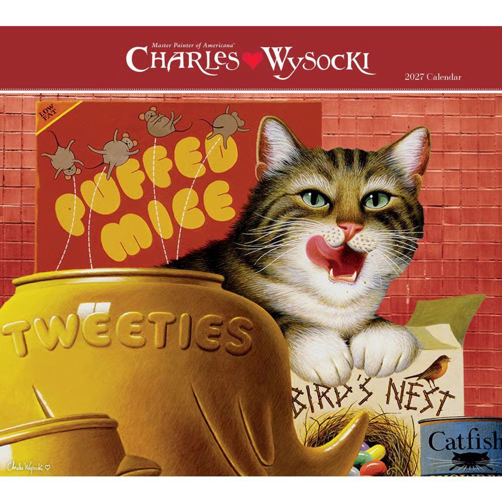 Carousel Calendars,  Charles Wysocki Cat Tales 2027 Deluxe Wall Calendar